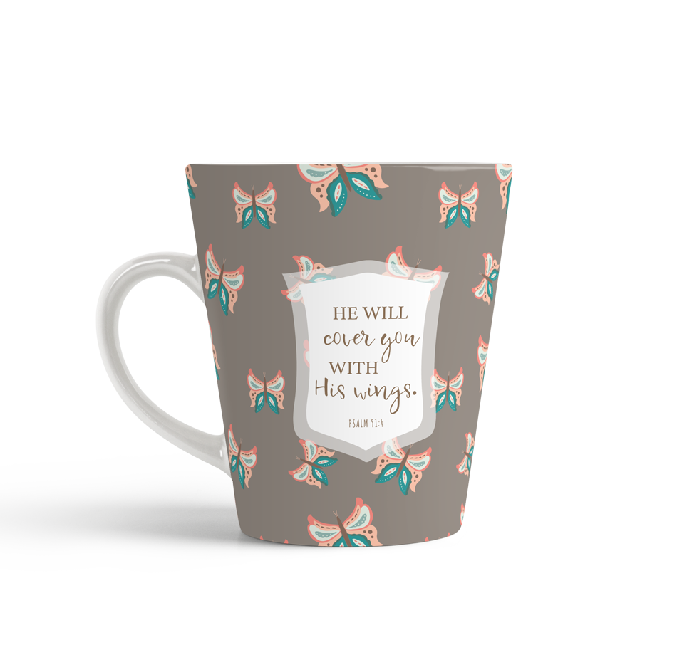 Psalm 91:4 latte mug