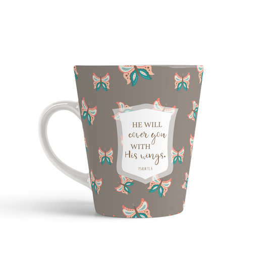 Psalm 91:4 latte mug